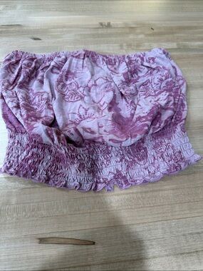 Urban Outfitters Lavender Pink Floral Smocked Crop Top